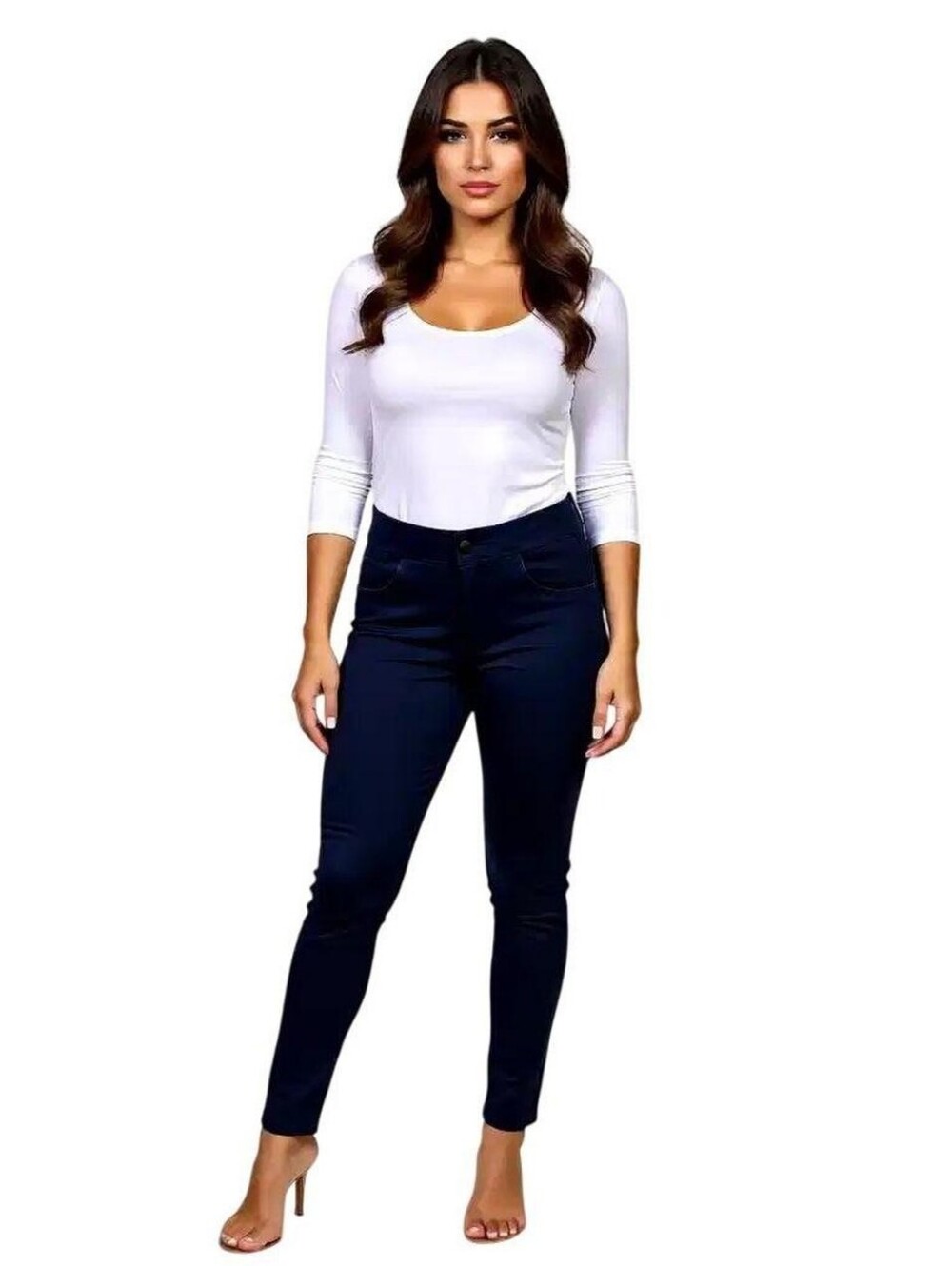Hue Yoga Stretch Wide Waistband Denim Leggings Midnight  Small New